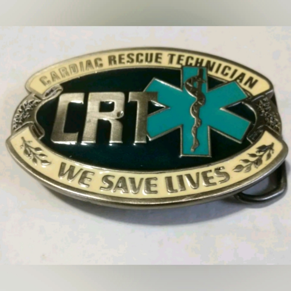 Cardiac Rescue Technician CRT Pewter Belt Buckle Vintage 1988 #2843 Made In USA 